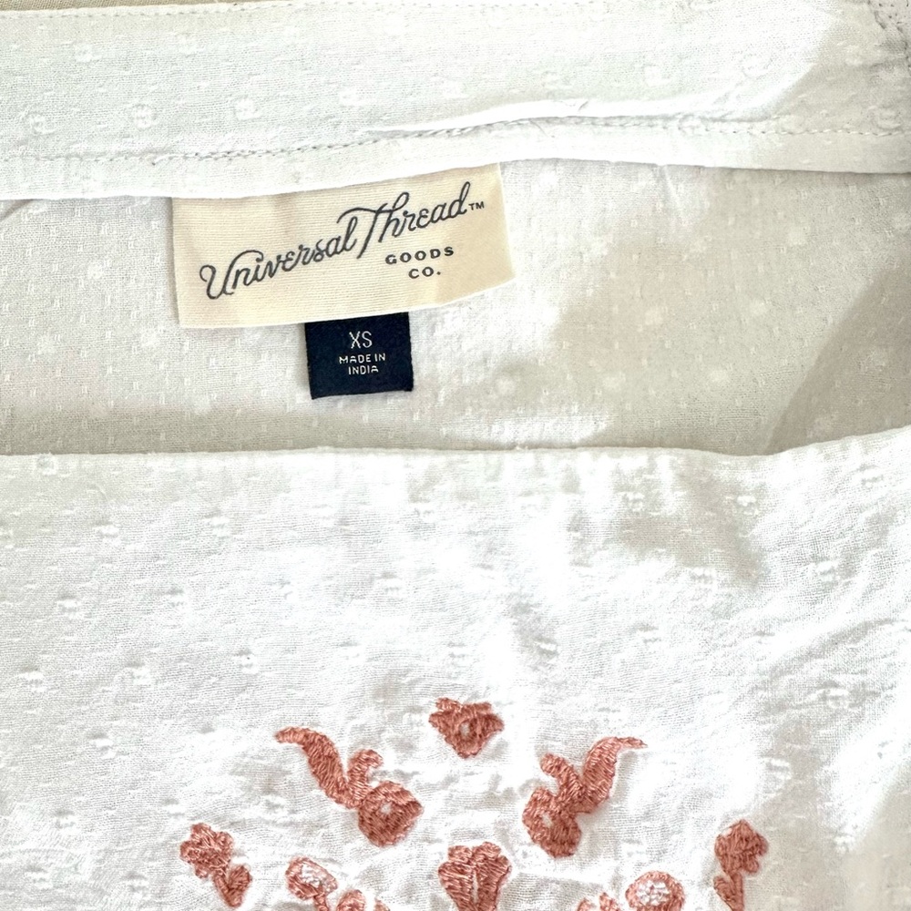 Universal Thread 100% cotton embroidered peplum top white & coral size XS - Picture 6 of 11